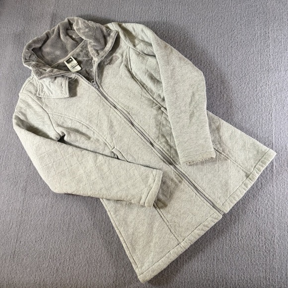 The North Face Womens Crescent Gray Knit Fleece Full Zip Logo Jacket Size Small - Picture 1 of 11